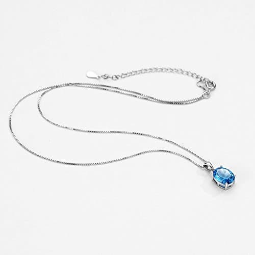 Michooyel 925 Sterling Silver 2.6ct Topaz Solitaire Pendant Necklace for Women