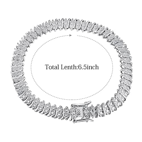 Refined title: MDFUN White Gold Plated Tennis Link Curb Chain Bracelet for Men Women 6.5-8 inches