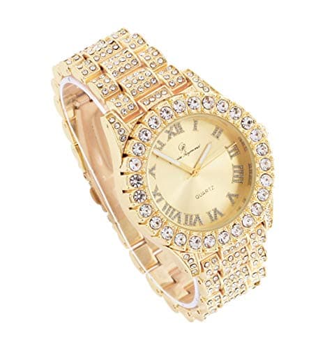 Charles Raymond Iced Out Mens Tennis Cross Necklace & Blinged Out Cuban ZZ Watch Set - ST10327TCR