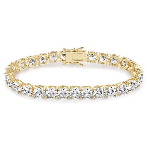 Refined and simplified title: Gemsme 7.0mm White Gold Plated Cubic Zirconia Tennis Bracelet for Men and Women