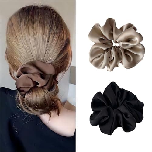 5 Pack Satin Silk Scrunchies for Curly and All Hair Types