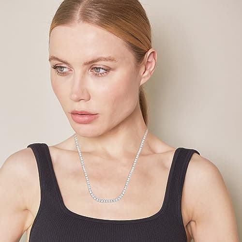 Beyond Brilliance Sterling Silver 17.50ct Cubic Zirconia Tennis Necklace | Perfect for Mom & Wedding Parties
