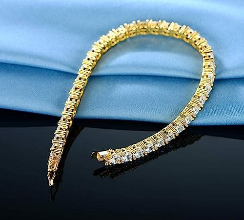 MDFUN Cubic Zirconia Bracelet 18K Gold Plated 6-8.5 inches