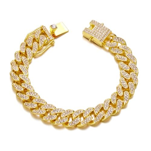 HIPBLING Iced Out Cuban Link Watch Bracelet for Men with Diamond