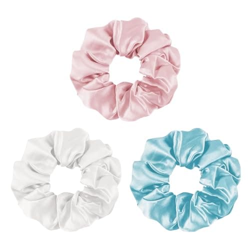 Mulberry Silk No-Damage Scrunchies for Curly Hair, 3 Pack