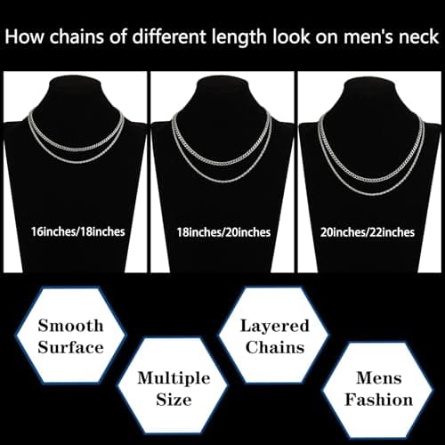 Lydow 2Pcs Chain Necklaces for Men, Women and Boys