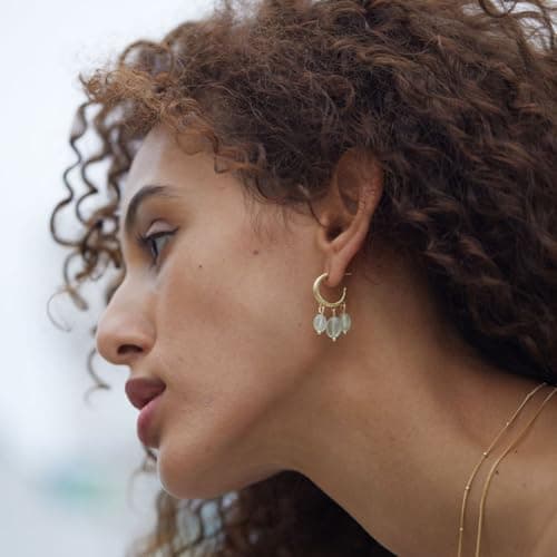 Michooyel Sterling Silver Prehnite Dangle Earrings for Women