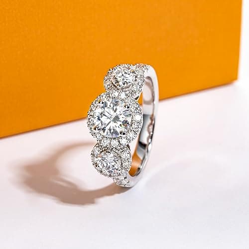 AimiIee 1.4-2.2cttw Moissanite Engagement Ring, D Color VVS1 Clarity, 925 Sterling Silver
