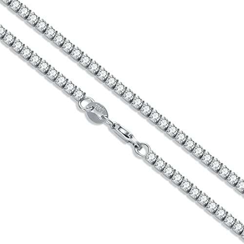 Dralox Sterling Silver Cubic Zirconia Tennis Necklace for Women and Men