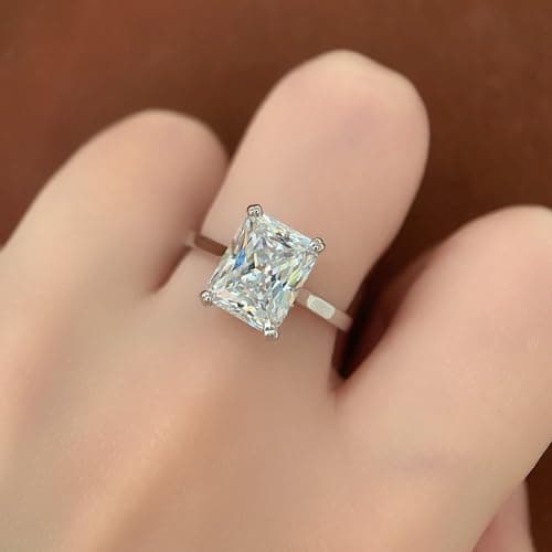 CGSRING 4 Carat Radiant Cut Moissanite Engagement Ring