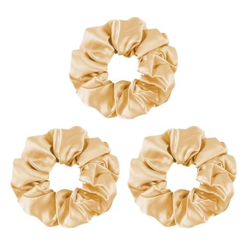 Mulberry Silk No-Damage Scrunchies for Curly Hair, 3 Pack