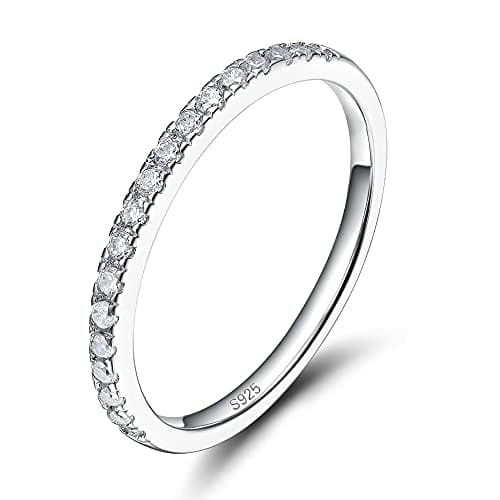 EAMTI 925 Sterling Silver Wedding Band with Cubic Zirconia Size 3-13