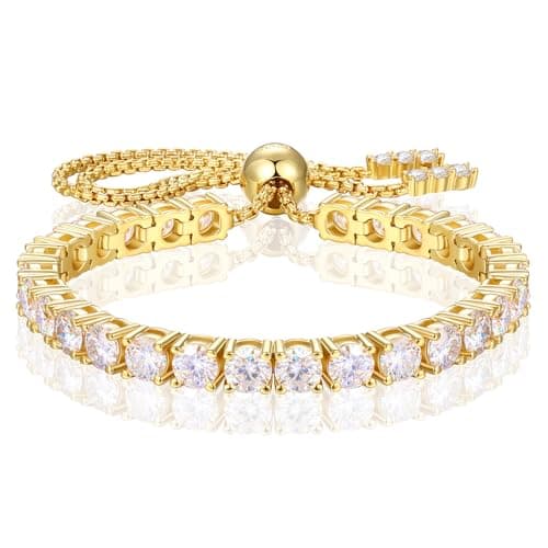 TUHE 1.52ct-7.76ct Adjustable 18K White Gold Plated Moissanite Tennis Bracelet