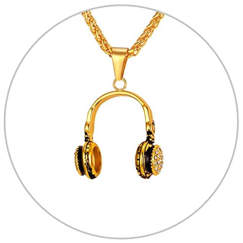 Stainless Steel 18K Gold Plated Rock Music Necklace Adjustable Chain Men Women Teens