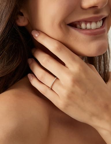 1.5mm Gold Plated Sterling Silver Half Eternity Bands for Women