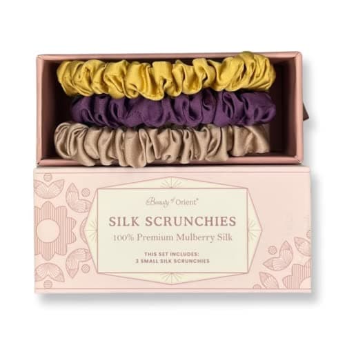 Premium 25 Momme Mulberry Silk Scrunchies | Bedrock, Midnight, Champagne (3 Medium)