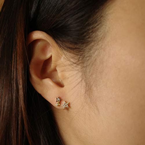 S925 CZ Star Stud Earrings Crawler Climber 18K Gold Fine Jewelry For Women
