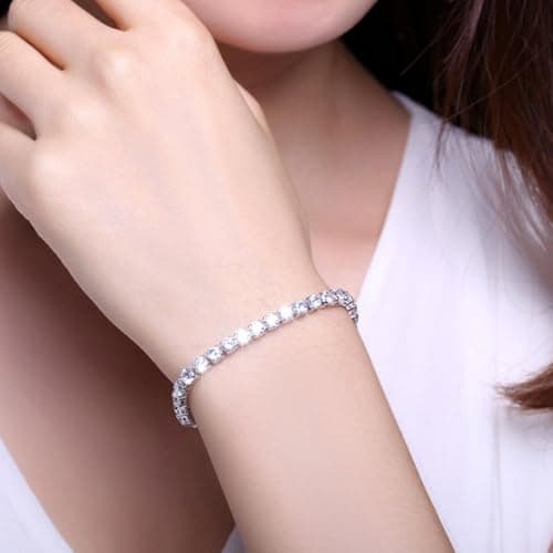 Lizeboy Sterling Silver Plated Zirconia Tennis Bracelet, Gold or Silver, Women & Men