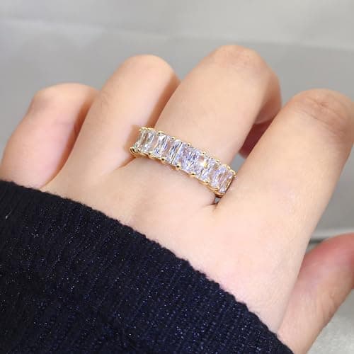VOPIPO Adjustable Gold Plated CZ Leaf Double Cubic Zirconia Ring for Women