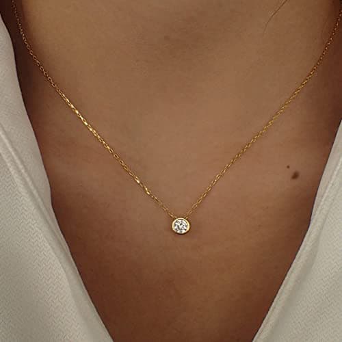 MIDEEO CZ Diamond Layered Pendant Necklace for Women