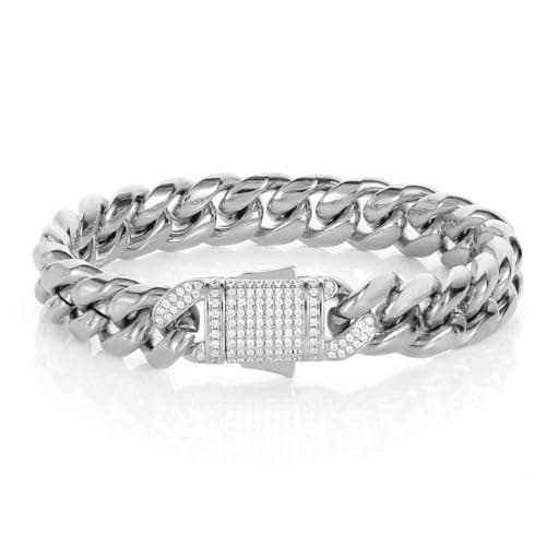 Moissanite Bracelet for Men and Women, 12mm Mesh 18K Gold