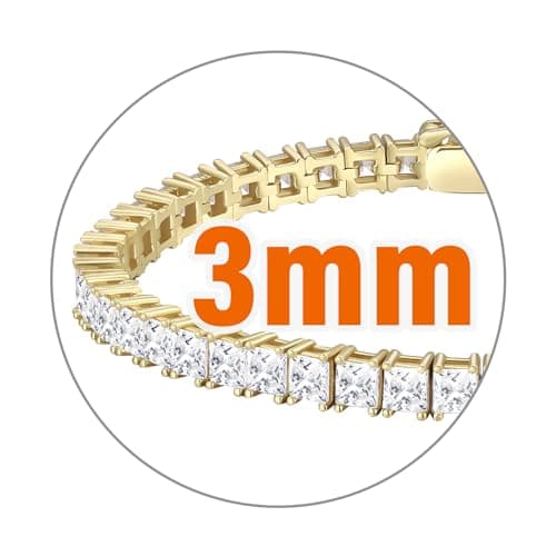 KRKC&CO 2/3/4mm Sterling Silver Tennis Bracelets, 14k Gold/White Gold Plated, Iced Out CZ
