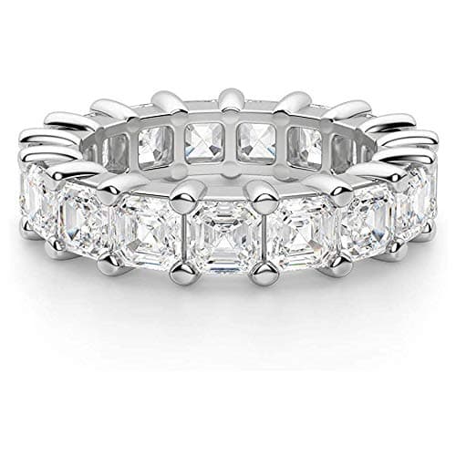 Savlano 18K White Gold Plated CZ 4x4MM Square Eternity Ring for Couple