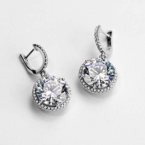 Michooyel Sterling Silver D-E Color VVS Cubic Zirconia Halo Earrings
