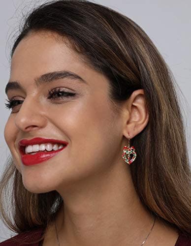 Michooyel 18K Gold Plated CZ Christmas Drop Earrings for Women Fishhook