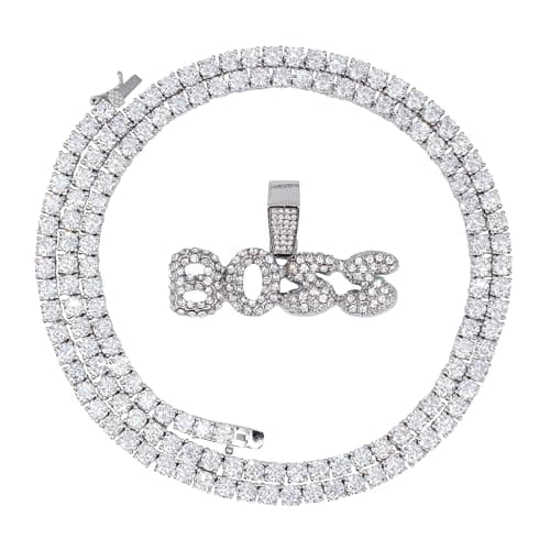 Men's Techno Pave Iced-Out CZ Tennis Chain Pendant
