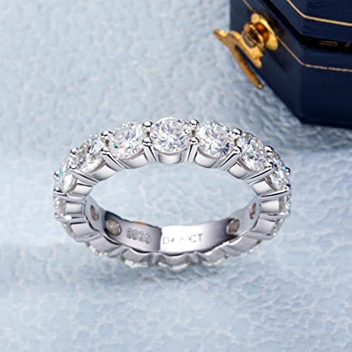 Yeesoth Women's 18K White Gold Plated Round Cut CZ Eternity Ring