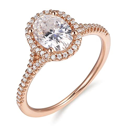 HAFEEZ CENTER 14k Gold 1.5ct Oval Hola Moissanite Engagement Ring for Her