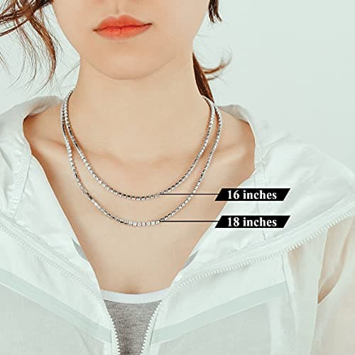 Richsteel Clear/Black 3mm CZ Tennis Chain Necklace for All