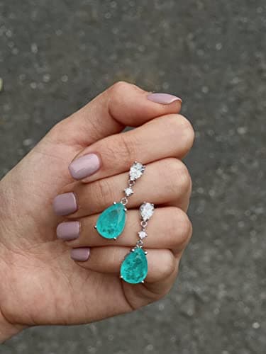 Michooyel S925 5ct Paraiba Drop Earrings for Women