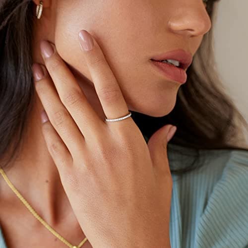 14K Gold Plated Sterling Silver Stackable Rings for Women