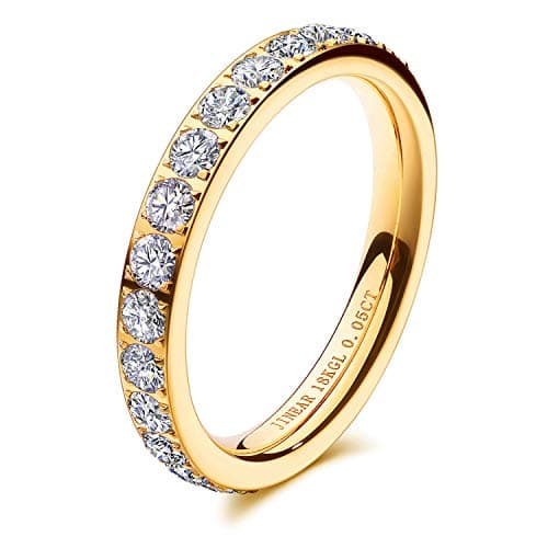 JINEAR 18K Gold Plated CZ Eternity Ring for Women