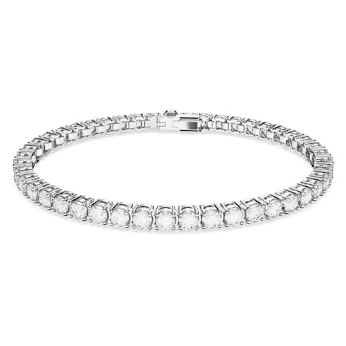 Swarovski Matrix Tennis Bracelet, Clear Round Cut Rhodium Finished