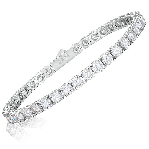 TUHE 1.92ct Lab Grown Moissanite Tennis Bracelet, 18k Gold Plated 925 Silver