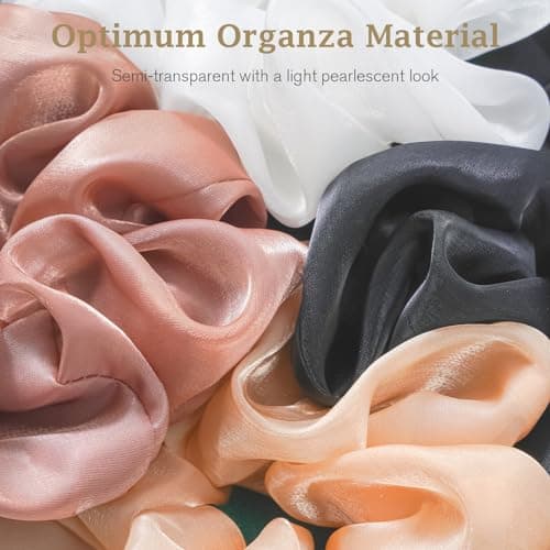 5 Pack Lolalet Big Scrunchies for Thick Hair - Fluffy Organza Elastic Hair Accessories for Women & Girls