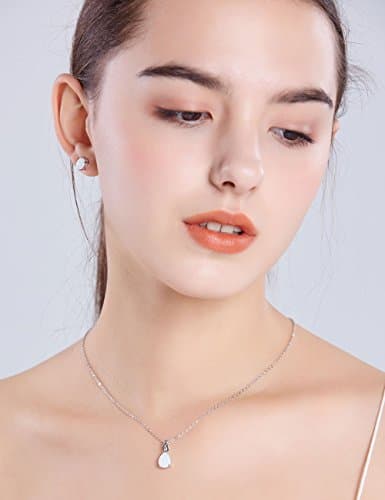 Michooyel Sterling Silver Teardrop Opal Infinity Pendant Necklace for Women