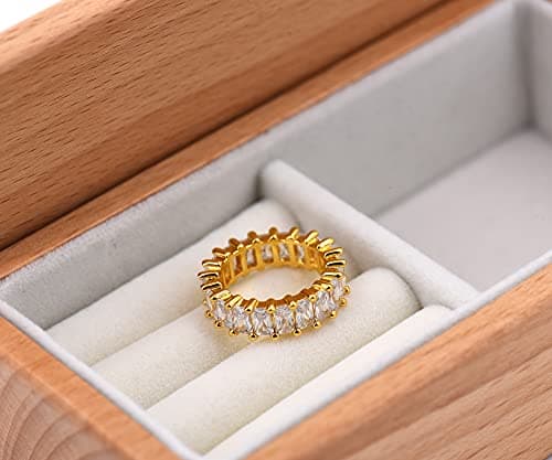 Nossa Green Emerald 5 Carat 18K Gold Plated Eternity CZ Ring