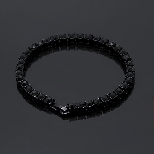 AAA Cubic Zirconia Hip Hop Bling Silver Plated 14K Gold Tone Tennis Chain Bracelet