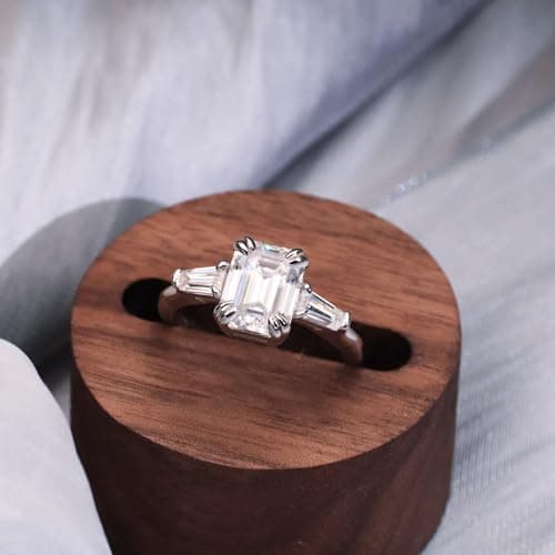 TIANYU GEMS 3.0 Carat 3 Stone Moissanite Ring, Sterling Silver & 18K Gold Plated