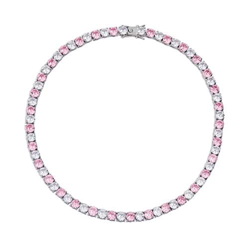 JINAO 18K Gold Plated 6MM Tennis Chain Necklace with Lab Simulated Diamond Chain for Men & Women