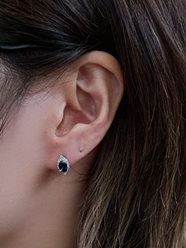 Refined Title: Michooyel S925 Sapphire CZ Eye-Shaped Stud Earrings