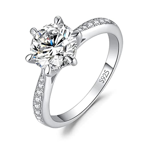 Moissanite Solitaire Engagement Rings for Women, 925 Sterling Silver Promise Ring