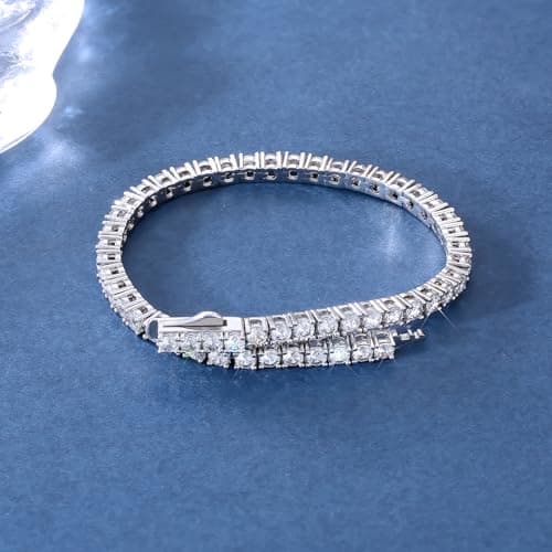 KRKC&CO Iced Out 5A CZ 3/4mm Tennis Bracelet 14k Gold/White Gold