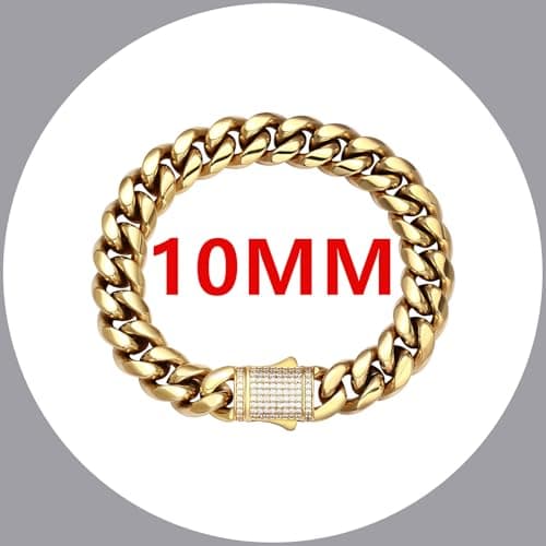 Luxfine 14K Gold Plated Miami Cuban Link Bracelet for Men & Women