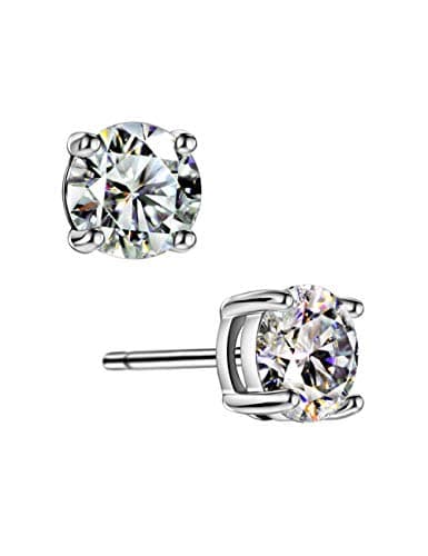 Michooyel Moissanite Stud Earrings D Color VVS1 Round Brilliant Cut 925 Sterling Silver Jewelry