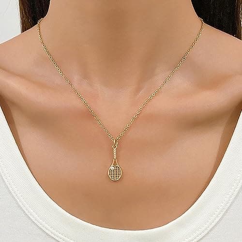 QLUYCKW Pearl Pendant Tennis Necklace - Perfect Gift for Tennis Enthusiasts